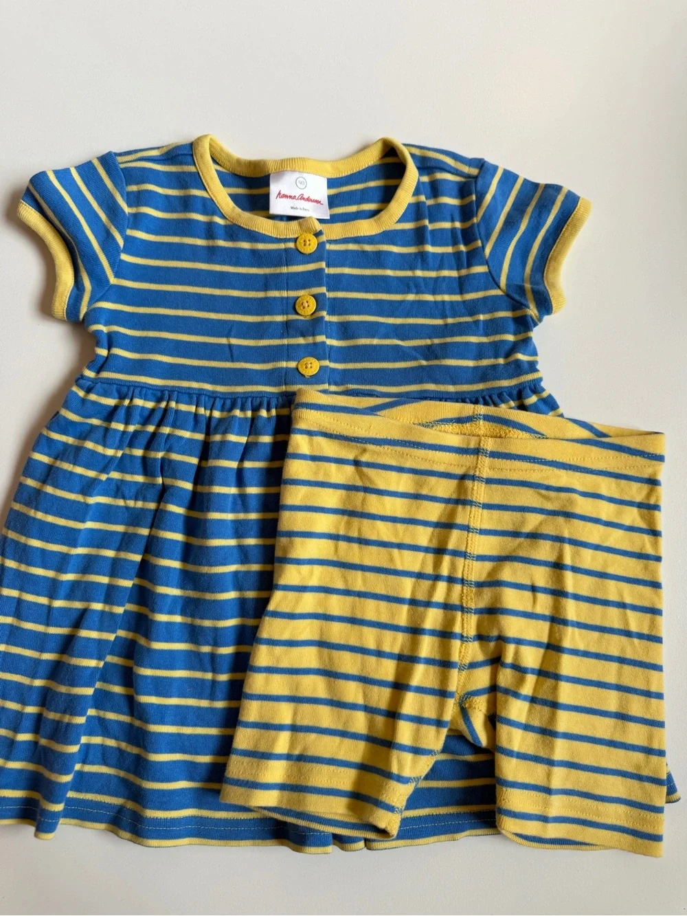 Hanna Andersson Blue & Yellow Play Dress Set